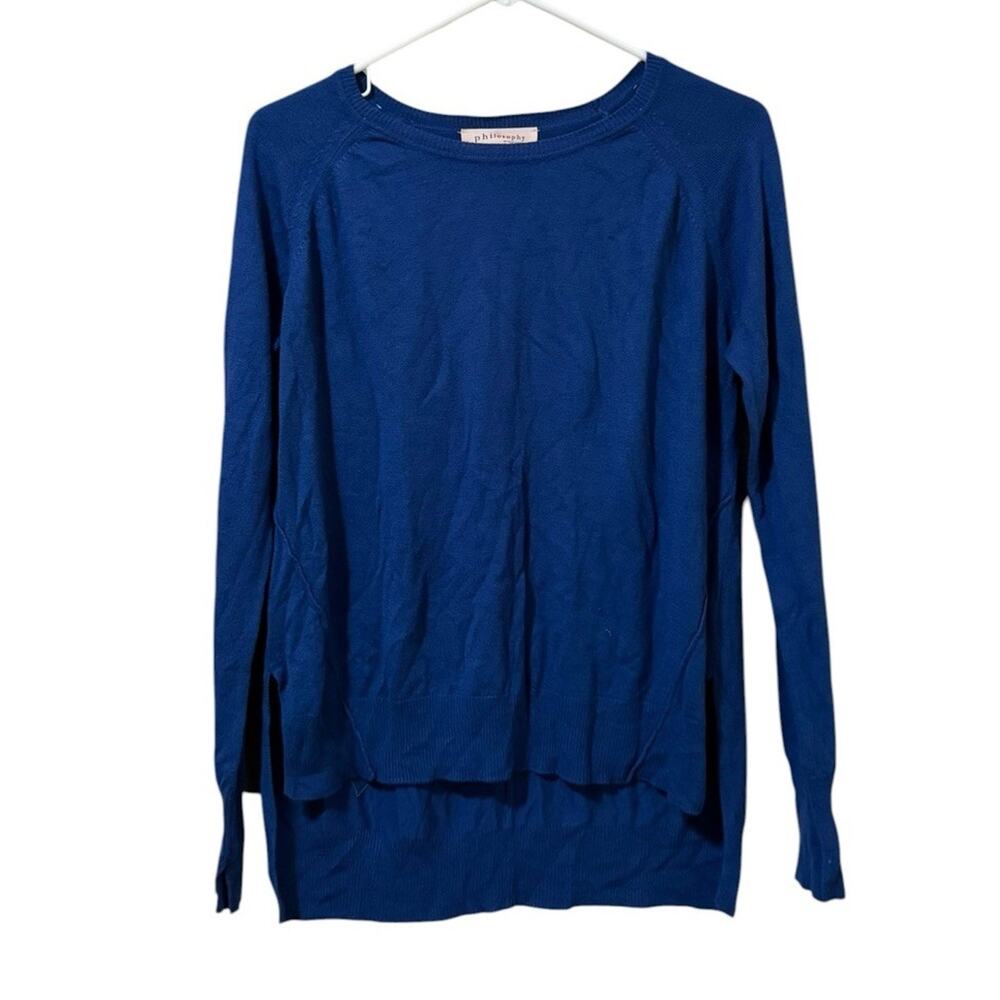 Philosophy Women Size Medium Women Long Sleeve Sweater Blue‎ Lightweight Stretch